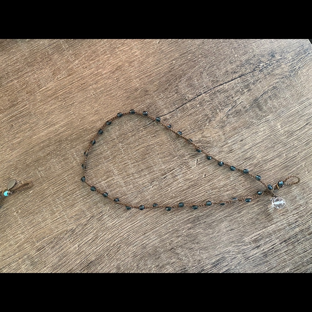 on u dark blue Beaded Necklace